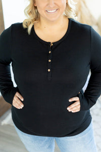 Harper Long Sleeve Henley - Black-Tops-Villari Chic, women's online fashion boutique in Severna, Maryland