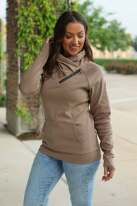 Classic Zoey ZipCowl Sweatshirt - Mocha-Pullover-Villari Chic, women's online fashion boutique in Severna, Maryland