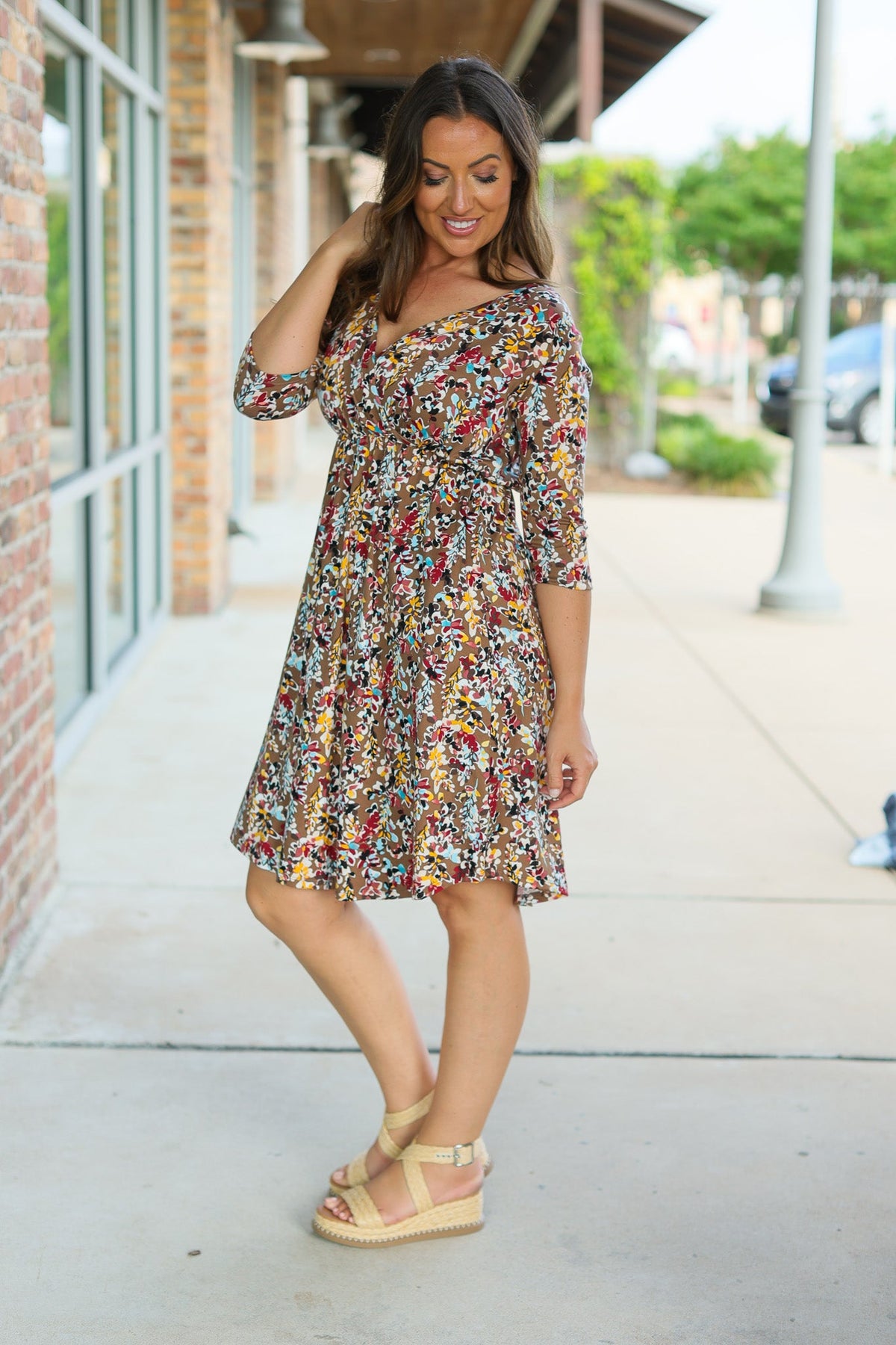 Taylor Dress - Mocha Floral-dress-Villari Chic, women's online fashion boutique in Severna, Maryland