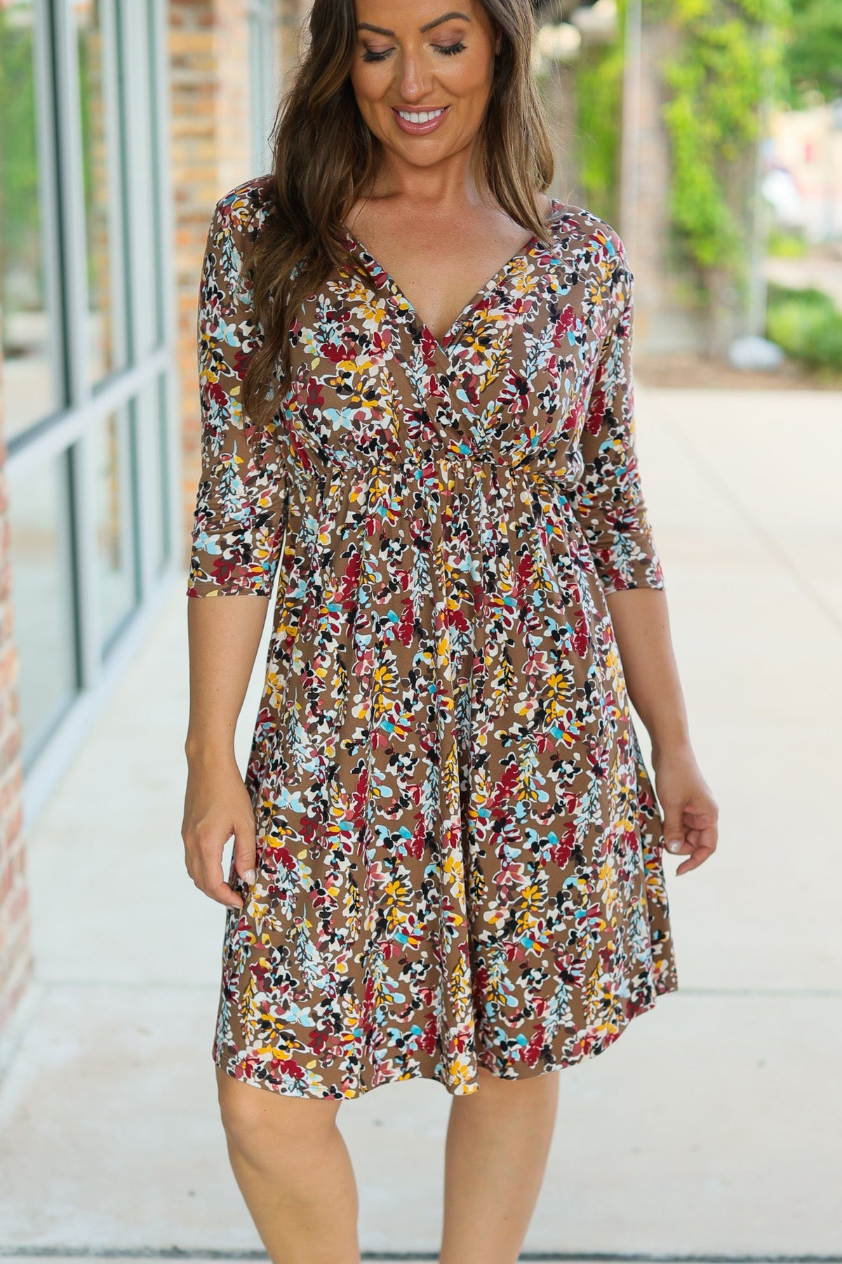 Taylor Dress - Mocha Floral-dress-Villari Chic, women's online fashion boutique in Severna, Maryland