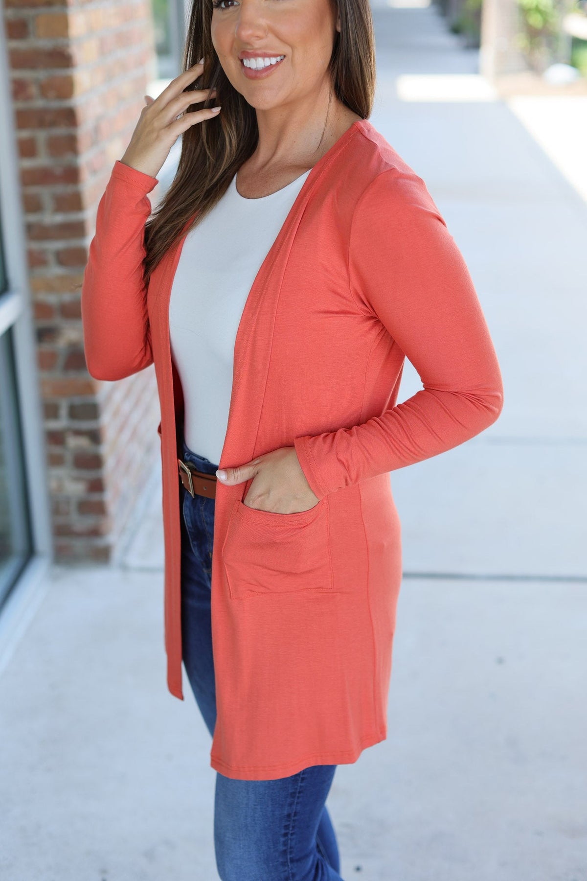 Classic Cardigan - Pumpkin-Cardigan-Villari Chic, women's online fashion boutique in Severna, Maryland