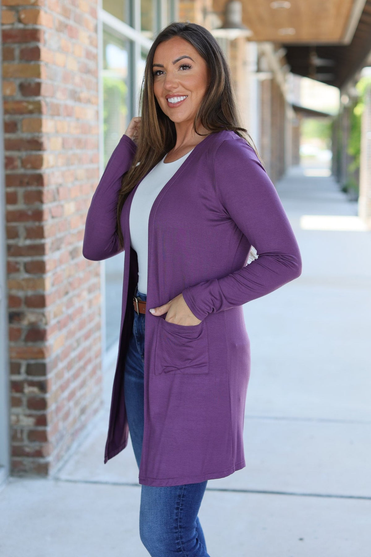 Classic Cardigan - Purple-Cardigan-Villari Chic, women's online fashion boutique in Severna, Maryland