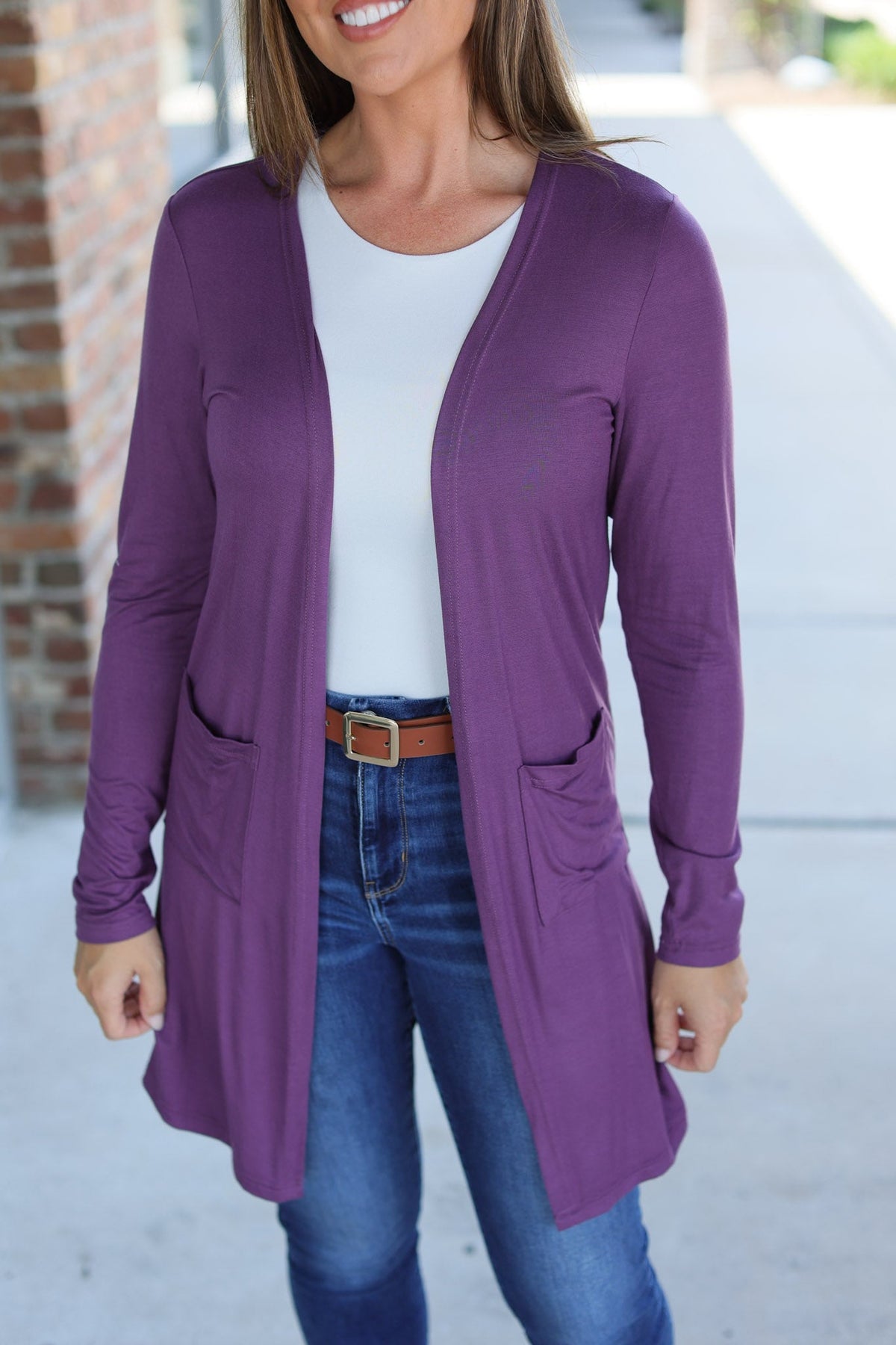 Classic Cardigan - Purple-Cardigan-Villari Chic, women's online fashion boutique in Severna, Maryland