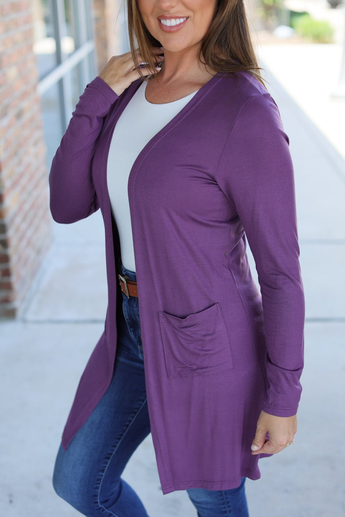 Classic Cardigan - Purple-Cardigan-Villari Chic, women's online fashion boutique in Severna, Maryland