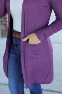 Classic Cardigan - Purple-Cardigan-Villari Chic, women's online fashion boutique in Severna, Maryland