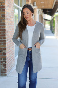 Classic Cardigan - Light Grey-Cardigan-Villari Chic, women's online fashion boutique in Severna, Maryland