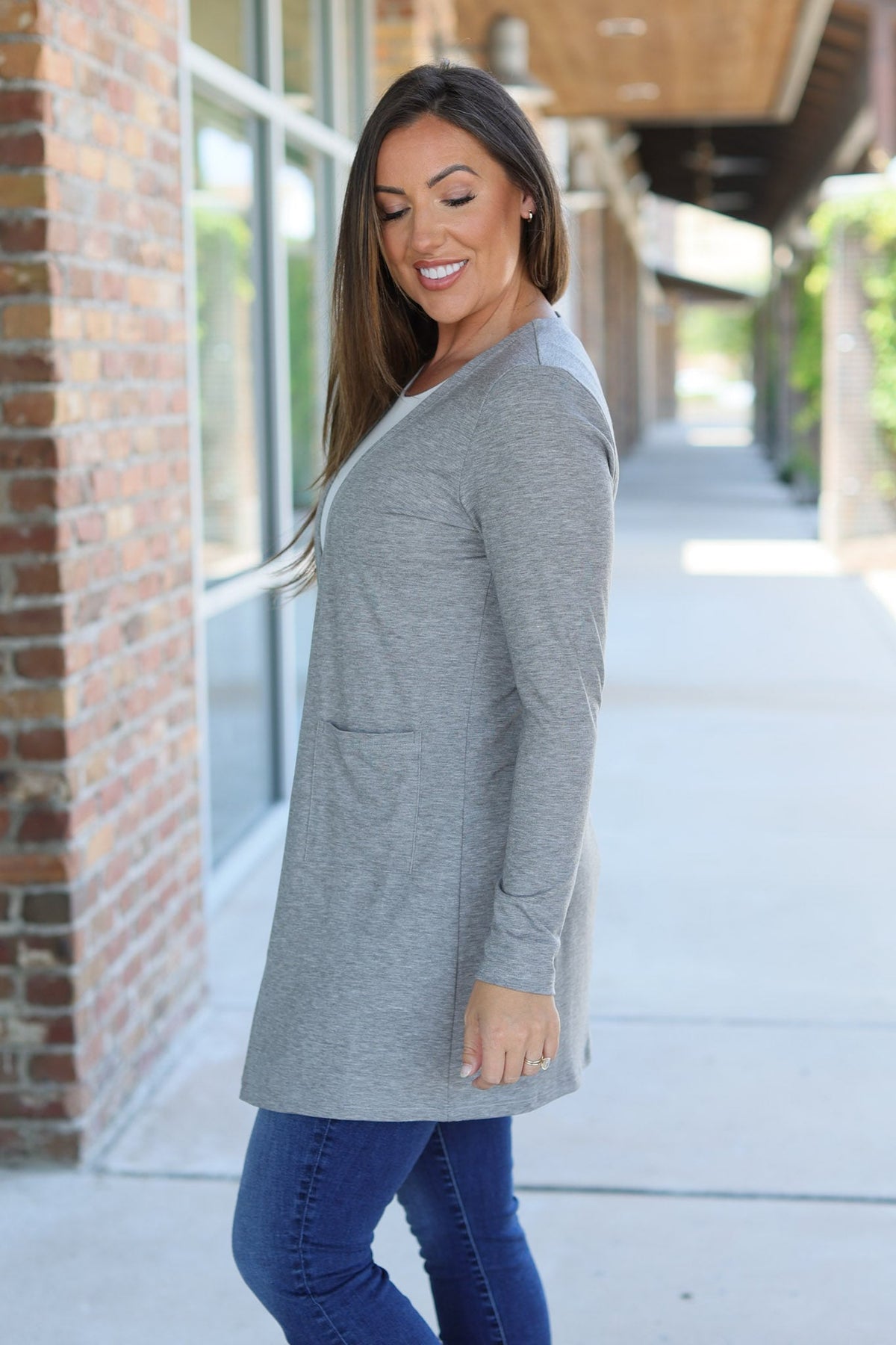 Classic Cardigan - Light Grey-Cardigan-Villari Chic, women's online fashion boutique in Severna, Maryland