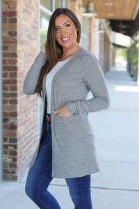 Classic Cardigan - Light Grey-Cardigan-Villari Chic, women's online fashion boutique in Severna, Maryland