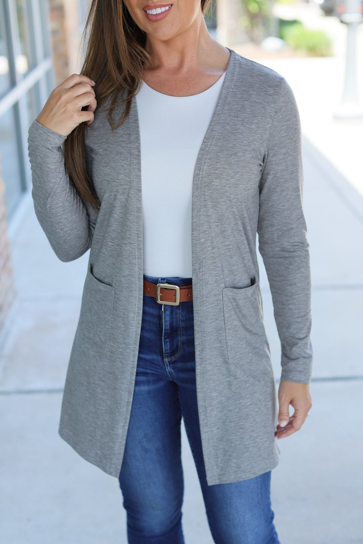 Classic Cardigan - Light Grey-Cardigan-Villari Chic, women's online fashion boutique in Severna, Maryland