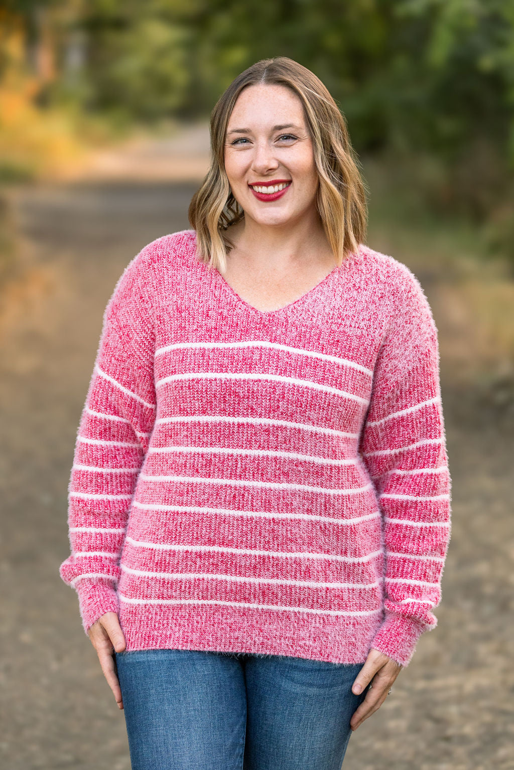 Cozy Striped Sweater - Red-clothing-Villari Chic, women's online fashion boutique in Severna, Maryland