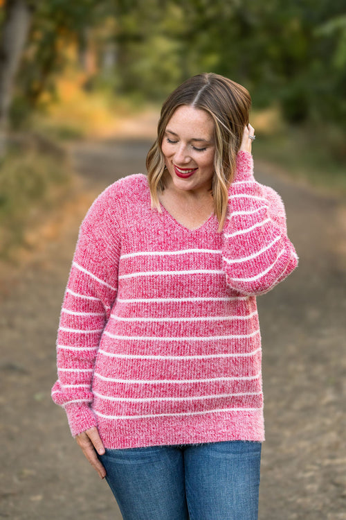 Cozy Striped Sweater - Red-clothing-Villari Chic, women's online fashion boutique in Severna, Maryland