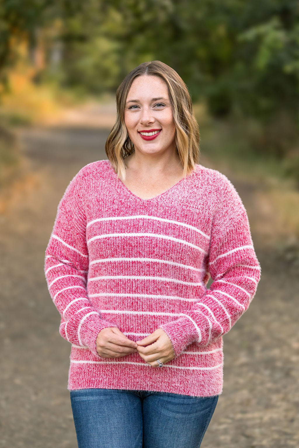 Cozy Striped Sweater - Red-clothing-Villari Chic, women's online fashion boutique in Severna, Maryland