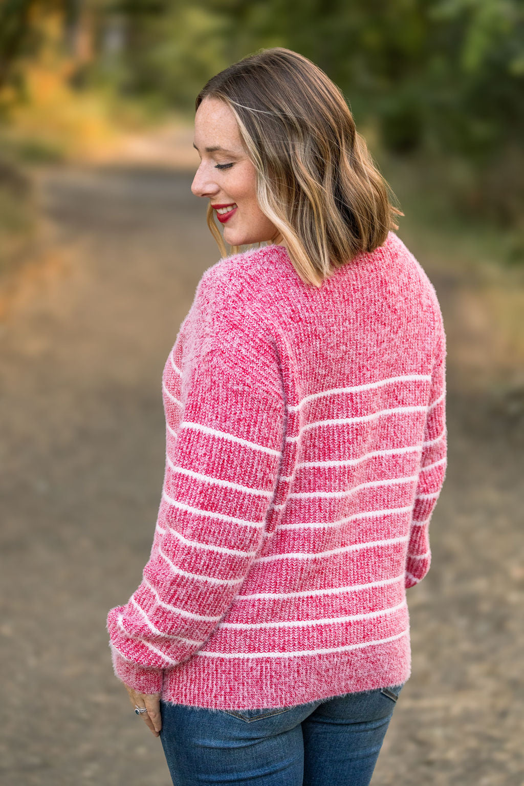 Cozy Striped Sweater - Red-clothing-Villari Chic, women's online fashion boutique in Severna, Maryland