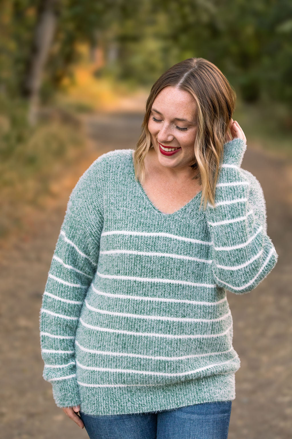 Cozy Striped Sweater - Green-clothing-Villari Chic, women's online fashion boutique in Severna, Maryland