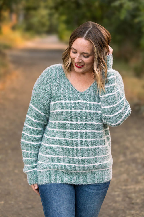 Cozy Striped Sweater - Green-clothing-Villari Chic, women's online fashion boutique in Severna, Maryland