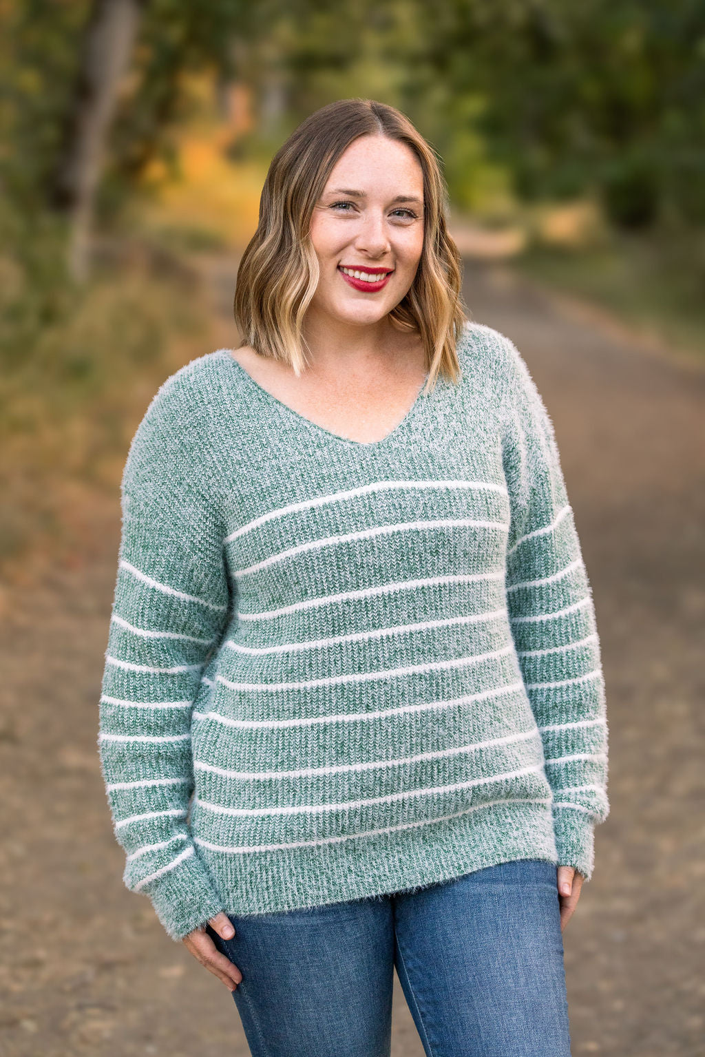 Cozy Striped Sweater - Green-clothing-Villari Chic, women's online fashion boutique in Severna, Maryland