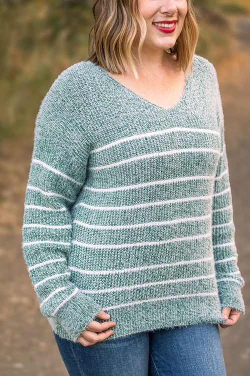 Cozy Striped Sweater - Green-clothing-Villari Chic, women's online fashion boutique in Severna, Maryland