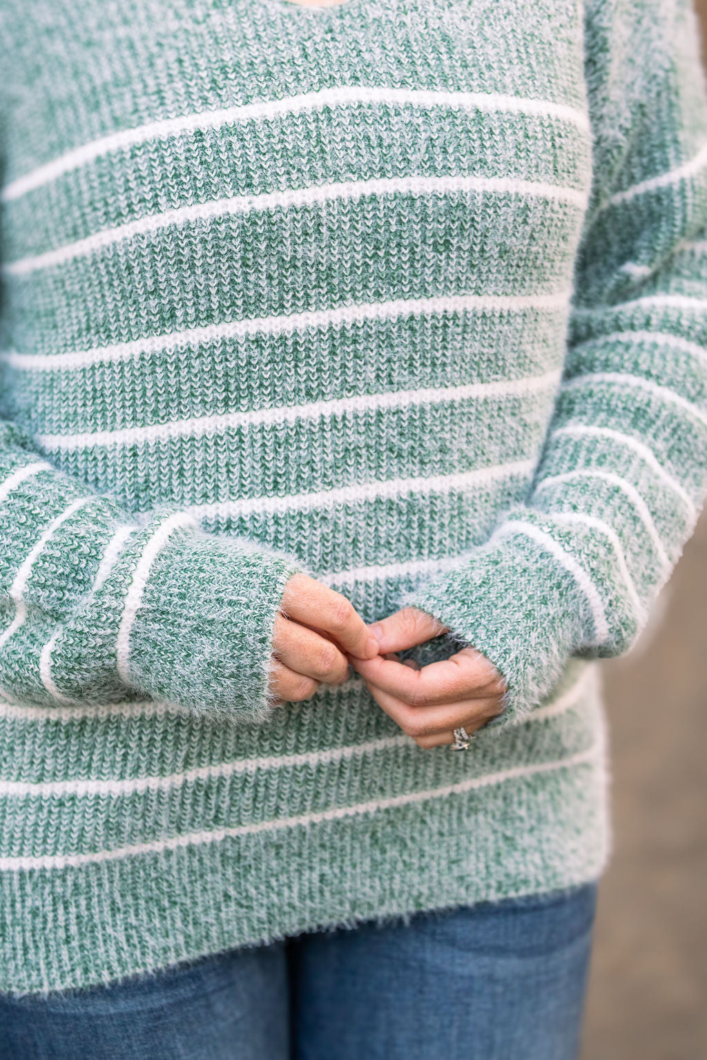 Cozy Striped Sweater - Green-clothing-Villari Chic, women's online fashion boutique in Severna, Maryland