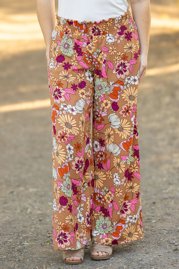 Presley Palazzo Pants - Boho Floral-bottoms-Villari Chic, women's online fashion boutique in Severna, Maryland