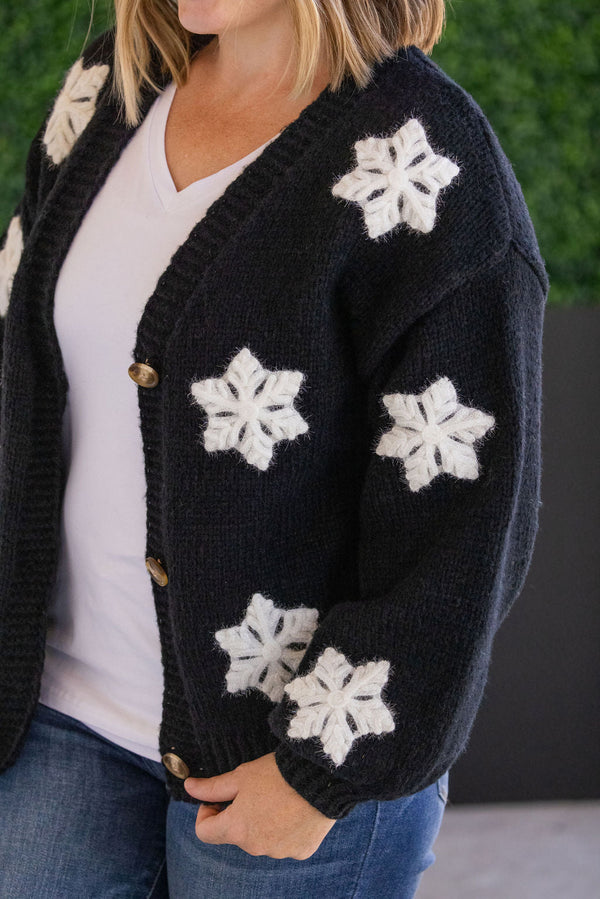 Snowflake Cardigan - Black-Cardigan-Villari Chic, women's online fashion boutique in Severna, Maryland