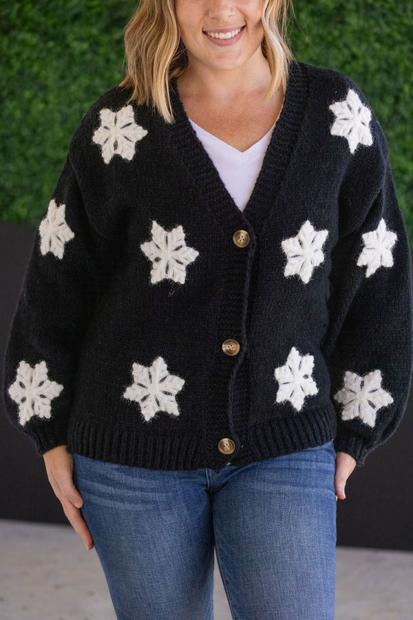 Snowflake Cardigan - Black-Cardigan-Villari Chic, women's online fashion boutique in Severna, Maryland