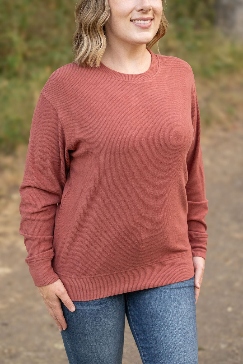 Corrine Ribbed Pullover Top - Terra Cotta-Pullover-Villari Chic, women's online fashion boutique in Severna, Maryland