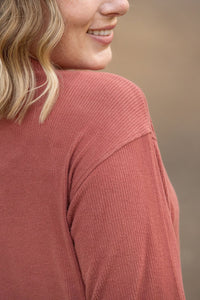 Corrine Ribbed Pullover Top - Terra Cotta-Pullover-Villari Chic, women's online fashion boutique in Severna, Maryland