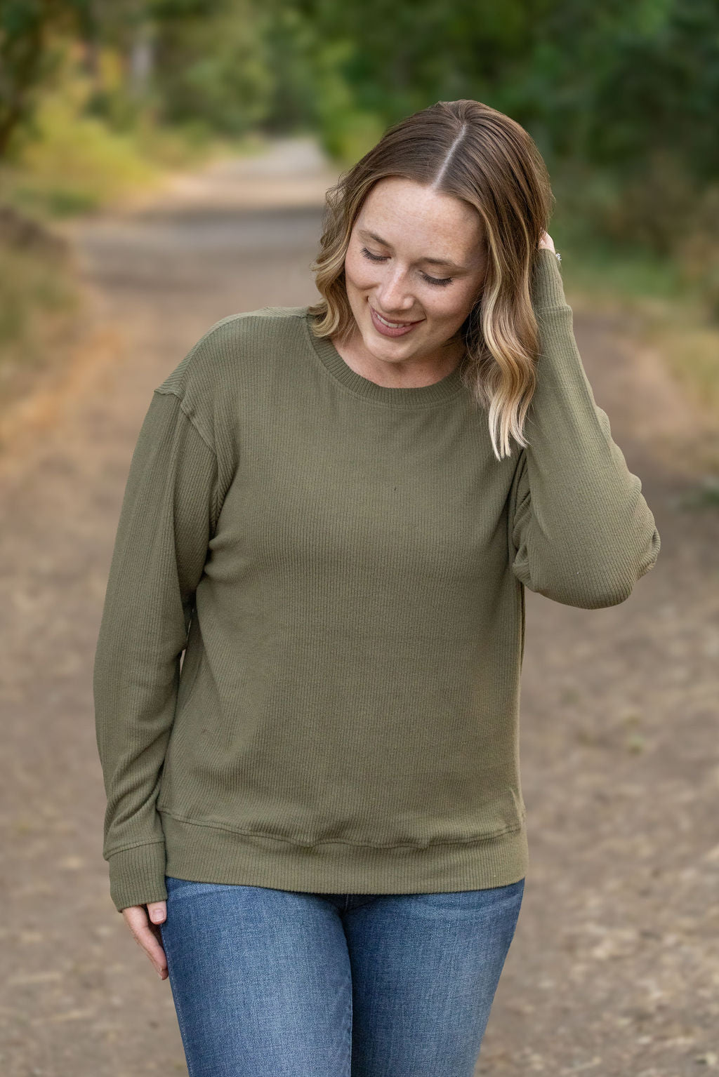 Corrine Ribbed Pullover Top - Olive-Pullover-Villari Chic, women's online fashion boutique in Severna, Maryland