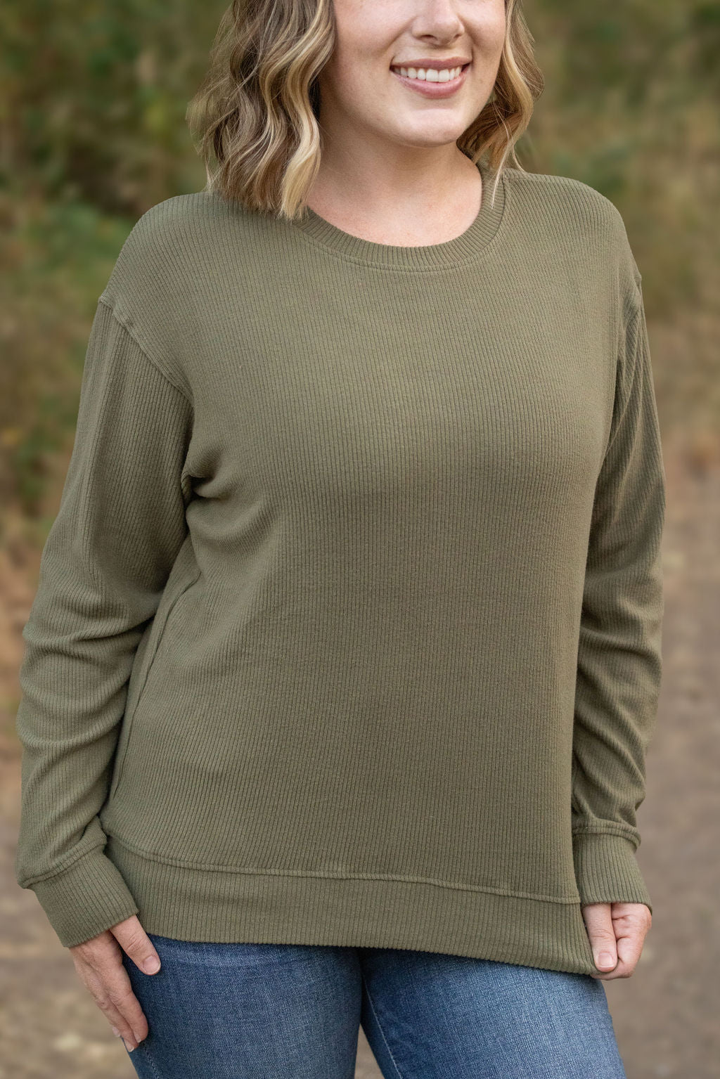 Corrine Ribbed Pullover Top - Olive-Pullover-Villari Chic, women's online fashion boutique in Severna, Maryland