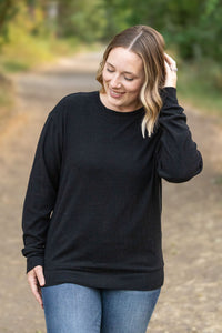 Corrine Ribbed Pullover Top - Black-Pullover-Villari Chic, women's online fashion boutique in Severna, Maryland