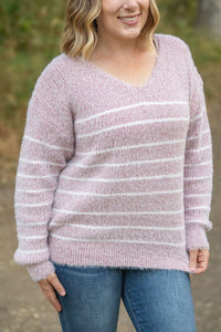 Cozy Striped Sweater - Mauve-clothing-Villari Chic, women's online fashion boutique in Severna, Maryland