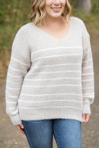 Cozy Striped Sweater - Natural-clothing-Villari Chic, women's online fashion boutique in Severna, Maryland