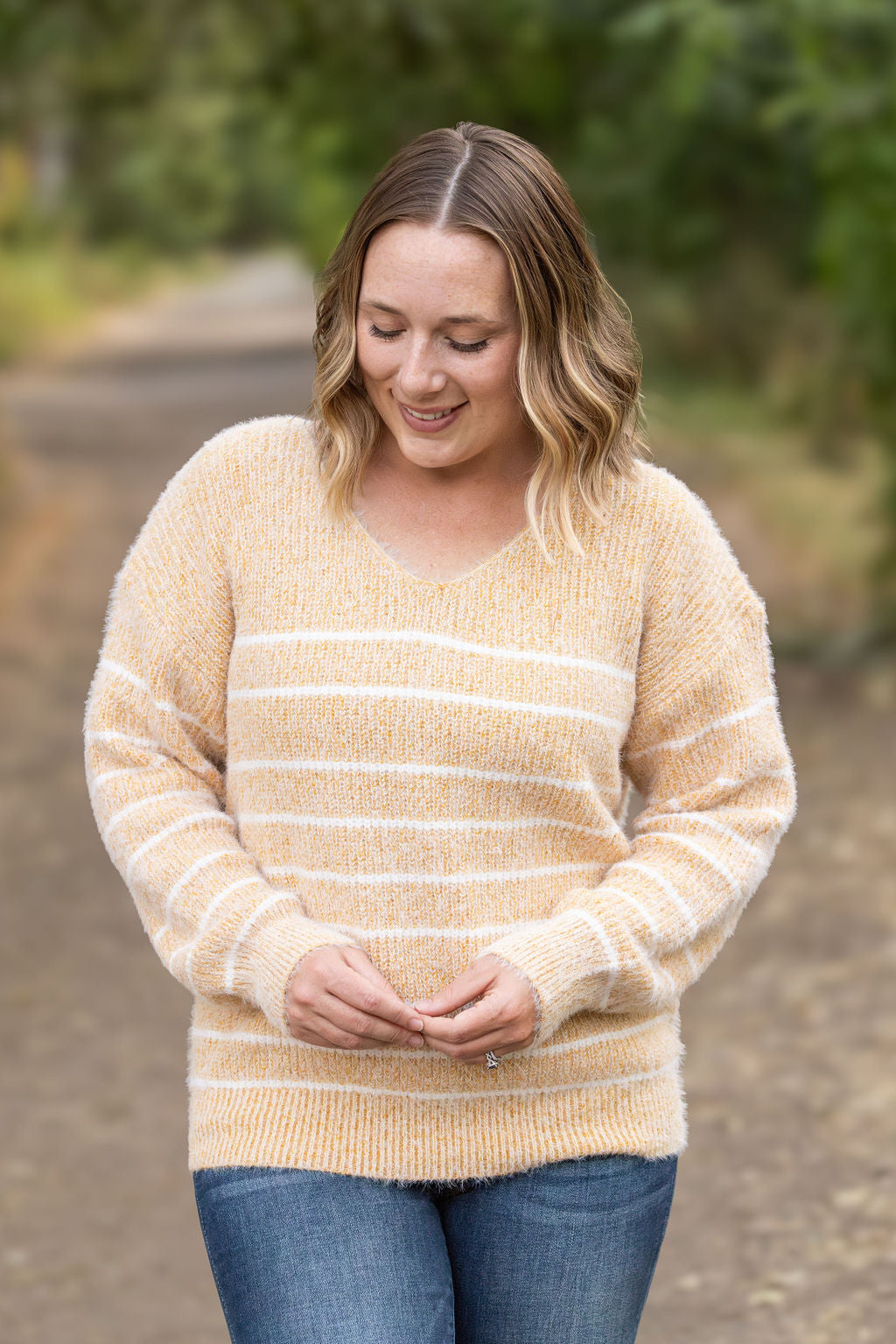 Cozy Striped Sweater - Mustard-clothing-Villari Chic, women's online fashion boutique in Severna, Maryland