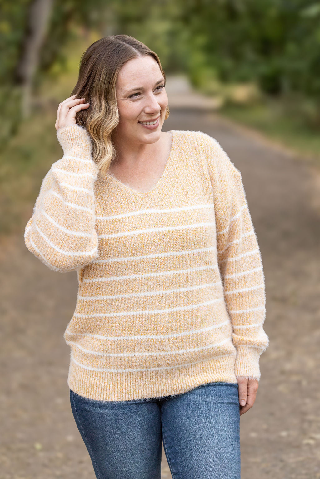 Cozy Striped Sweater - Mustard-clothing-Villari Chic, women's online fashion boutique in Severna, Maryland