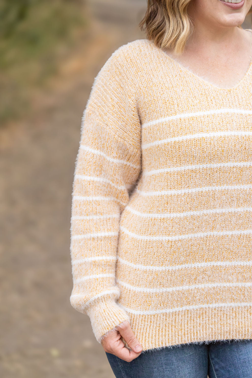 Cozy Striped Sweater - Mustard-clothing-Villari Chic, women's online fashion boutique in Severna, Maryland