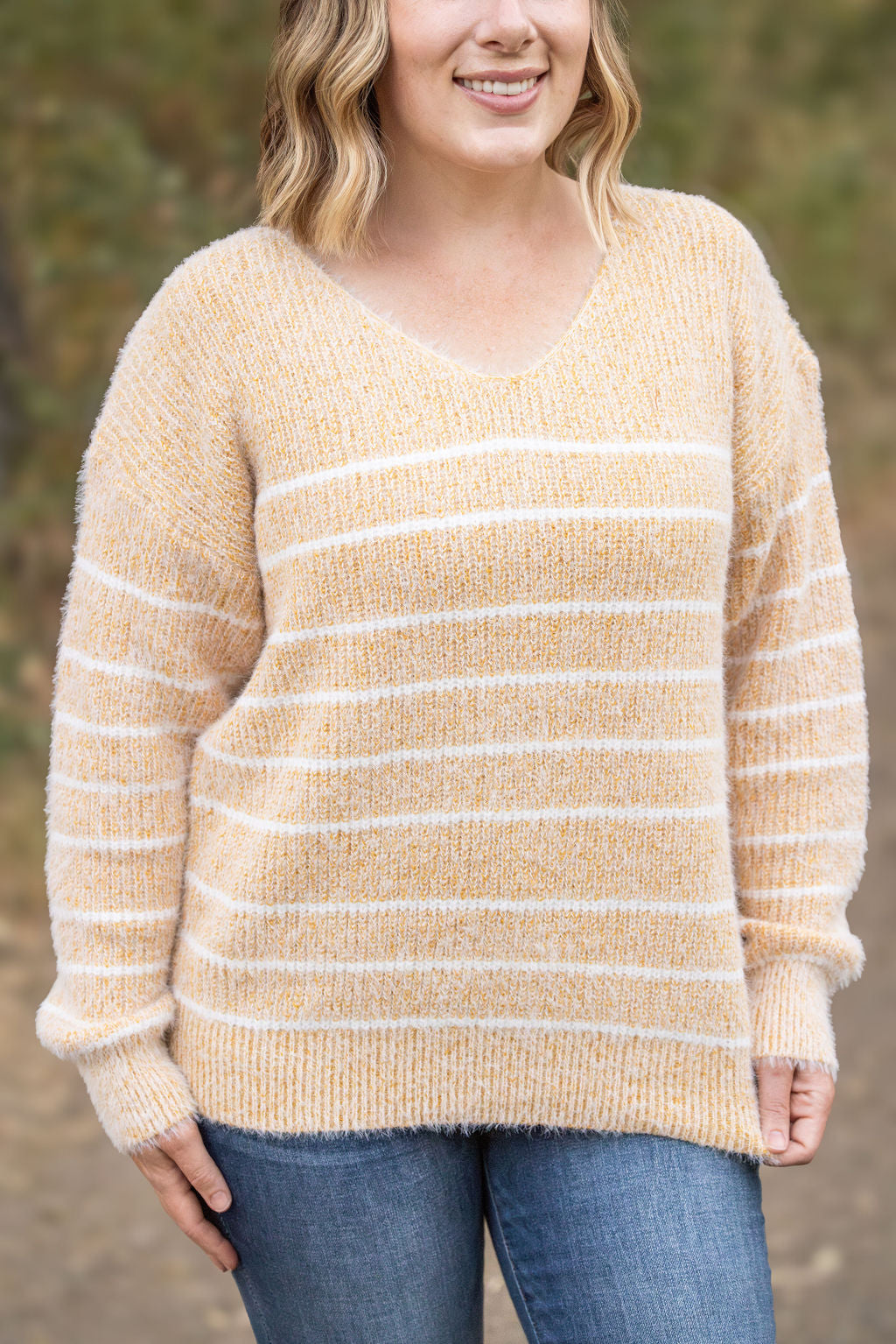 Cozy Striped Sweater - Mustard-clothing-Villari Chic, women's online fashion boutique in Severna, Maryland