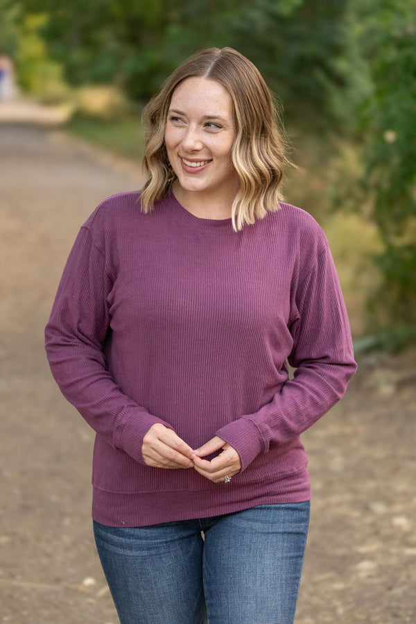 Corrine Ribbed Pullover Top - Plum-Pullover-Villari Chic, women's online fashion boutique in Severna, Maryland