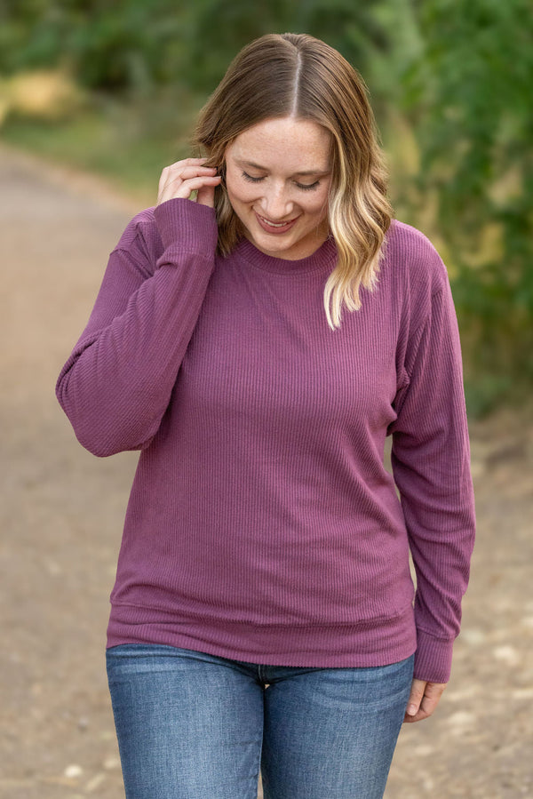 Corrine Ribbed Pullover Top - Plum-Pullover-Villari Chic, women's online fashion boutique in Severna, Maryland