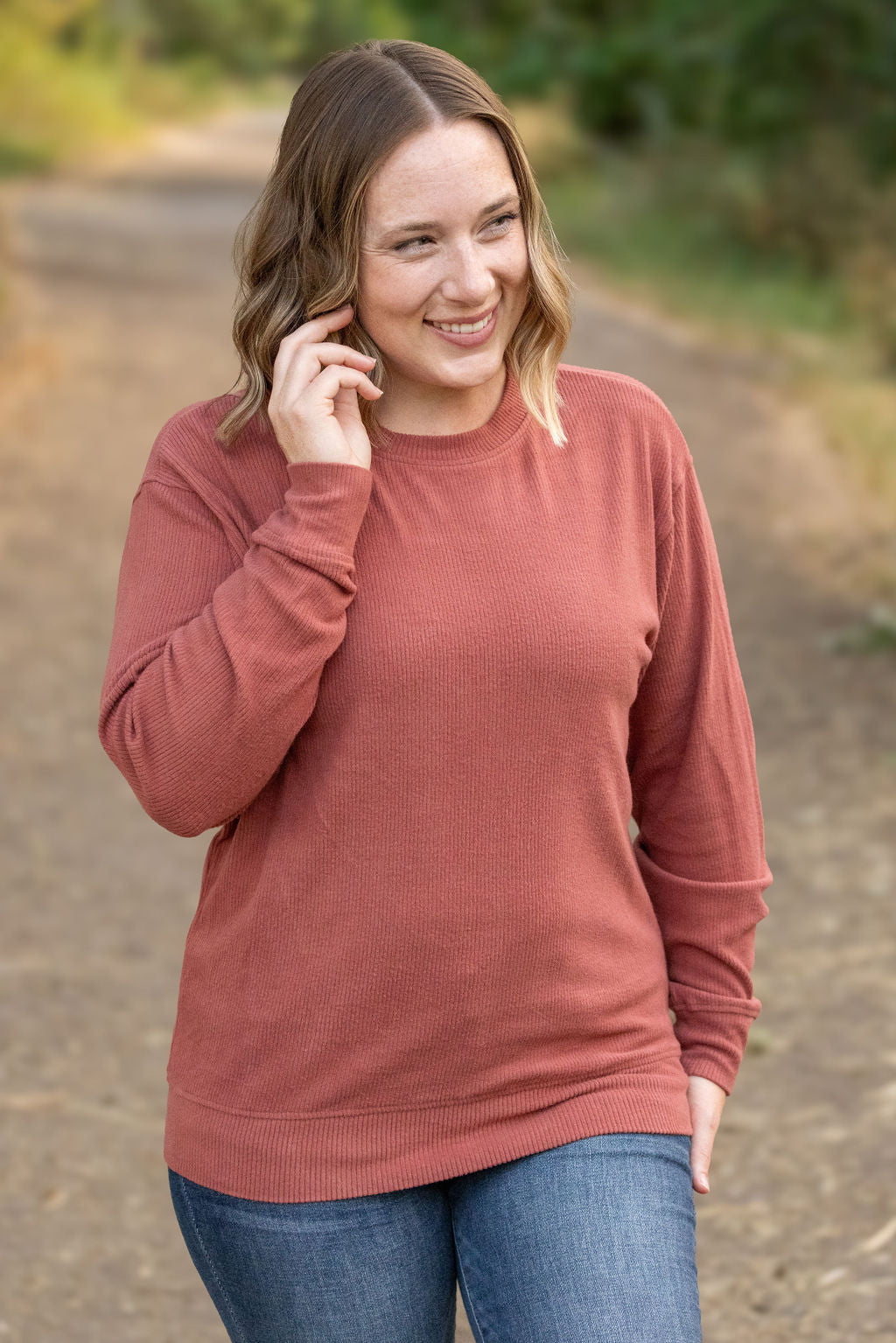 Corrine Ribbed Pullover Top - Terra Cotta-Pullover-Villari Chic, women's online fashion boutique in Severna, Maryland