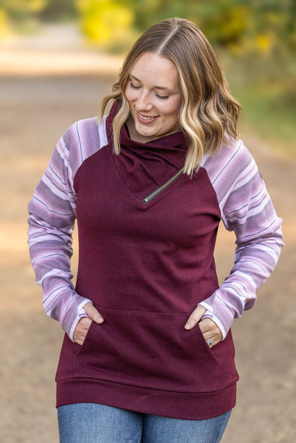 Classic Zoey ZipCowl Sweatshirt - Berry Serape-Pullover-Villari Chic, women's online fashion boutique in Severna, Maryland