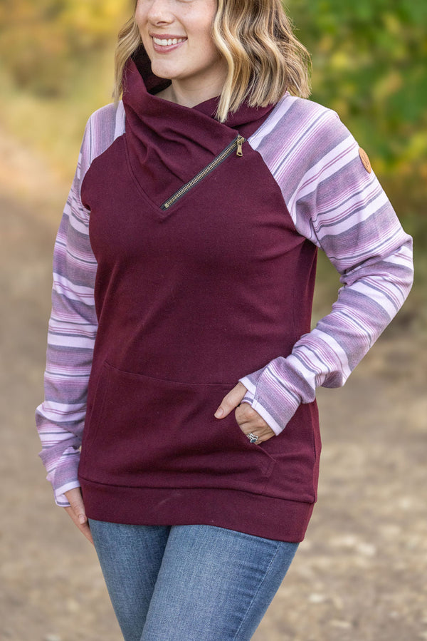 Classic Zoey ZipCowl Sweatshirt - Berry Serape-Pullover-Villari Chic, women's online fashion boutique in Severna, Maryland