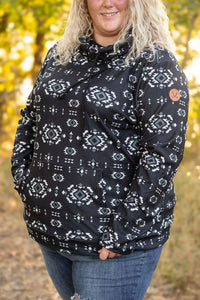 Soft Funnel Neck - Black Geometric-clothing-Villari Chic, women's online fashion boutique in Severna, Maryland