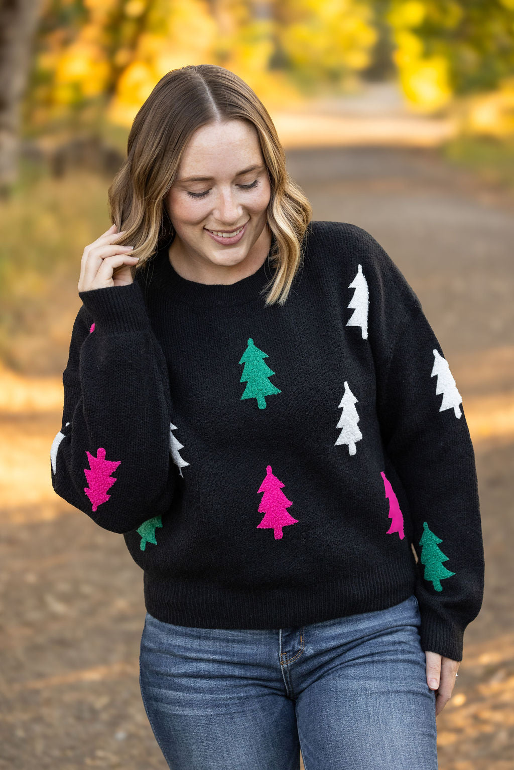 Festive Bright Trees Sweater-Sweater-Villari Chic, women's online fashion boutique in Severna, Maryland