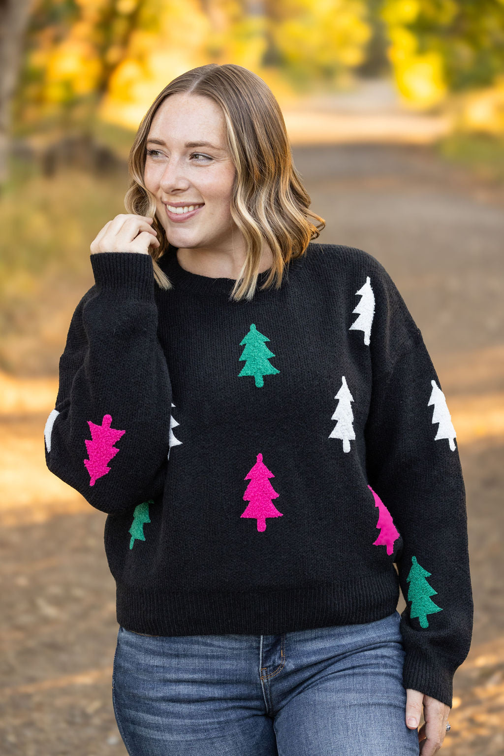 Festive Bright Trees Sweater-Sweater-Villari Chic, women's online fashion boutique in Severna, Maryland