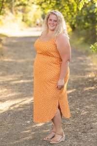 Reagan Ribbed Midi Dress - Pumpkin Floral-Dresses-Villari Chic, women's online fashion boutique in Severna, Maryland