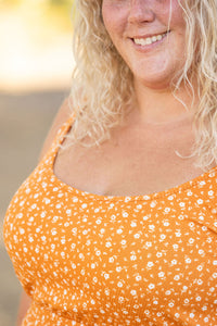 Reagan Ribbed Midi Dress - Pumpkin Floral-Dresses-Villari Chic, women's online fashion boutique in Severna, Maryland