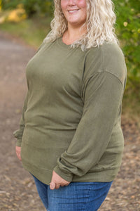 Corrine Ribbed Pullover Top - Olive-Pullover-Villari Chic, women's online fashion boutique in Severna, Maryland