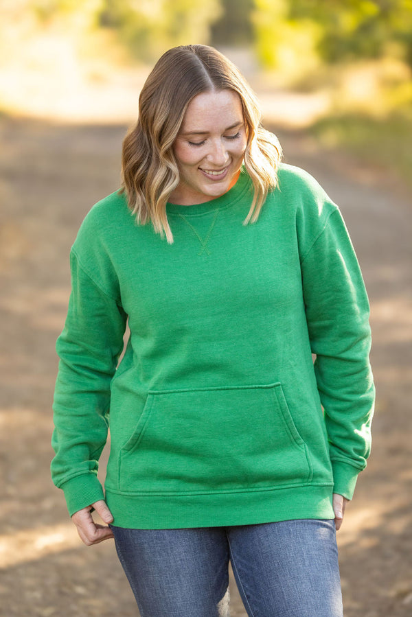 Vintage Wash Pocket Pullover - Green-clothing-Villari Chic, women's online fashion boutique in Severna, Maryland