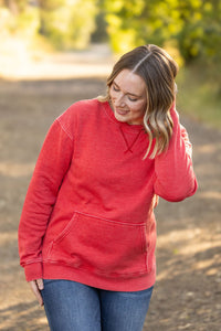 Vintage Wash Pocket Pullover - Red-clothing-Villari Chic, women's online fashion boutique in Severna, Maryland