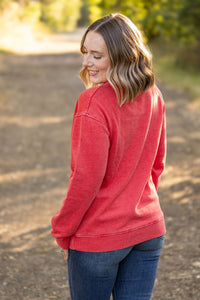 Vintage Wash Pocket Pullover - Red-clothing-Villari Chic, women's online fashion boutique in Severna, Maryland